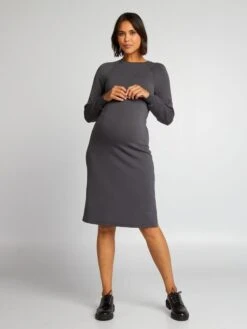 Vestido Tipo Camiseta De Tejido Suave - Gris Oscuro -Zalaris Tienda vestido tipo camiseta de tejido suave gris oscuro aju16 2 frb4