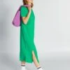 Vestido Tipo Camiseta Midi De Punto - Verde -Zalaris Tienda vestido tipo camiseta midi de punto verde aem34 2 frb1