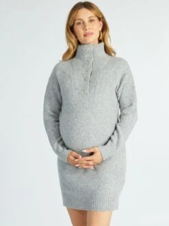 Vestido Tipo Jersey Con Cuello De Cremallera - GRIS -Zalaris Tienda vestido tipo jersey con cuello de cremallera gris ajt44 5 frb3