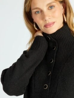 Vestido Tipo Jersey Con Cuello De Cremallera - Negro 8 Vestido Tipo Jersey Con Cuello De Cremallera - Negro -Zalaris Tienda vestido tipo jersey con cuello de cremallera negro ajt44 2 frb3