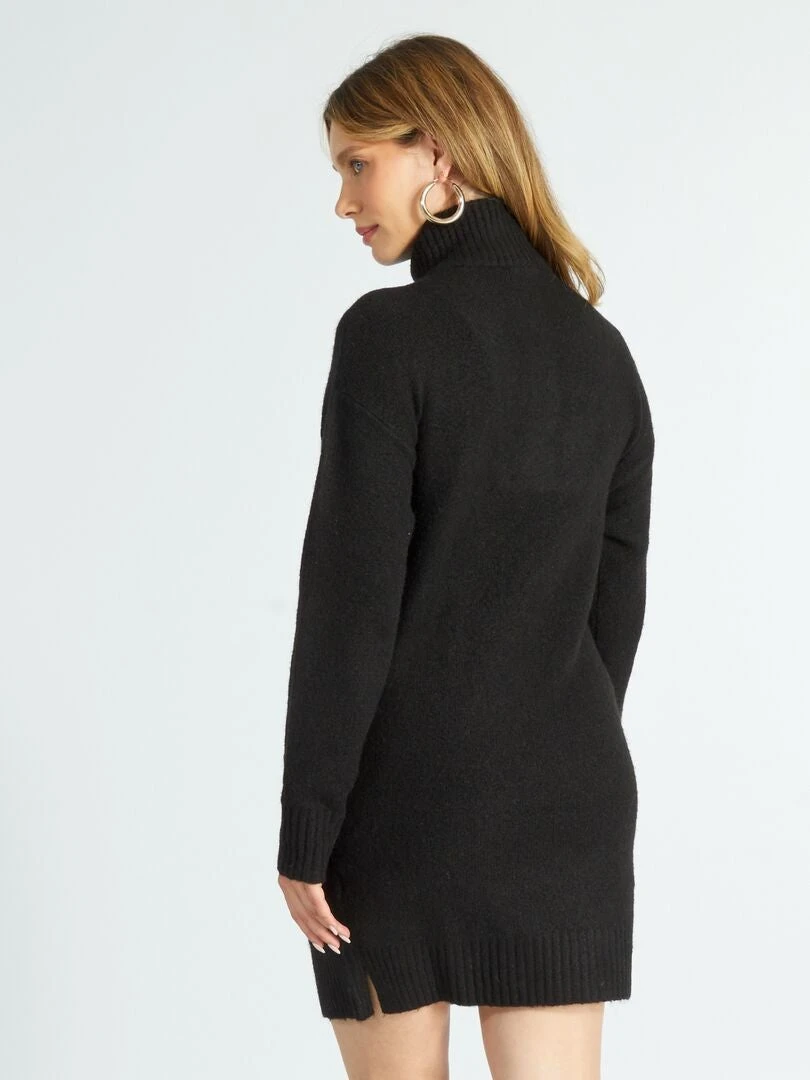 Vestido Tipo Jersey Con Cuello De Cremallera - Negro 6 Vestido Tipo Jersey Con Cuello De Cremallera - Negro - Imagen 4