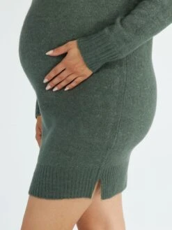 Vestido Tipo Jersey Con Cuello De Cremallera - Verde Gris -Zalaris Tienda vestido tipo jersey con cuello de cremallera verde gris ajt44 3 frb5