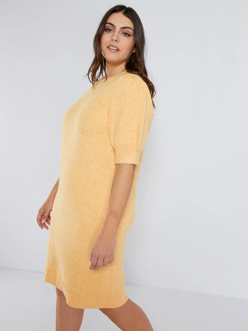 Vestido Tipo Jersey Corto 'Vero Moda Curve' - AMARILLO - Imagen 4