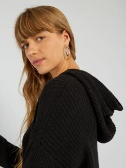 Vestido Tipo Jersey De Canalé Con Capucha - NEGRO -Zalaris Tienda vestido tipo jersey de canale con capucha negro aeq69 1 frb4