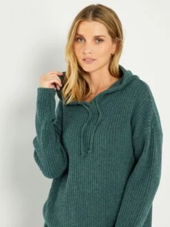 Vestido Tipo Jersey De Canalé Con Capucha - VERDE -Zalaris Tienda vestido tipo jersey de canale con capucha verde aeq69 2 frb3