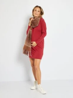 Vestido Tipo Jersey De Lactancia De Punto Suave - Rojo -Zalaris Tienda vestido tipo jersey de lactancia de punto suave rojo zg811 4 frb3