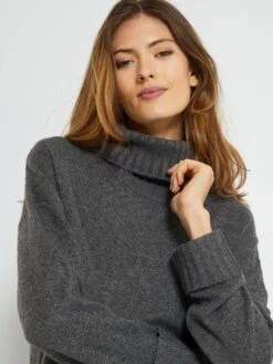 Vestido Tipo Jersey - Gris -Zalaris Tienda vestido tipo jersey gris zg599 3 frb4