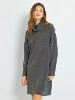 Vestido Tipo Jersey - Gris -Zalaris Tienda vestido tipo jersey gris zg599 3 frb5