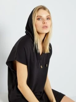 Vestido Tipo Sudadera De Felpa - Negro -Zalaris Tienda vestido tipo sudadera de felpa negro zn768 3 frb3