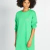Vestido Tipo Sudadera Estampado - VERDE
