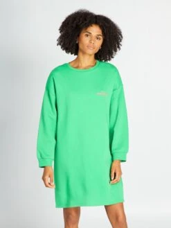 Vestido Tipo Sudadera Estampado - VERDE 10 Vestido Tipo Sudadera Estampado - VERDE -Zalaris Tienda vestido tipo sudadera estampado verde ajf05 1 frb4