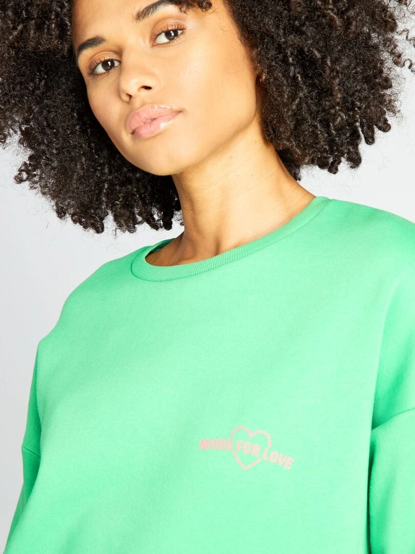 Vestido Tipo Sudadera Estampado - VERDE 7 Vestido Tipo Sudadera Estampado - VERDE - Imagen 5