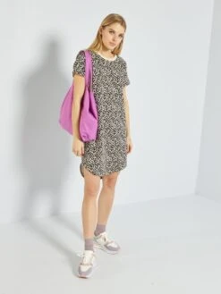 Vestido Tipo Sudadera 'JDY' Estampado - BEIGE