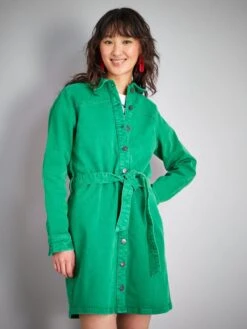 Vestido Vaquero Con Cinturón - Verde Flúor 9 Vestido Vaquero Con Cinturón - Verde Flúor -Zalaris Tienda vestido vaquero con cinturon verde fluor zq332 2 frb3
